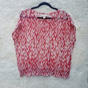 LOFT TOP Women's clothes Size M, Blouse Pink/White